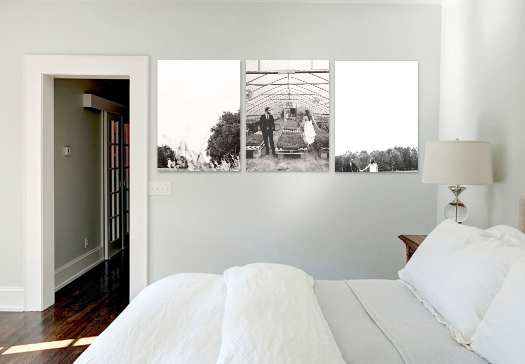 mock up of 30x40 prints in bedroom