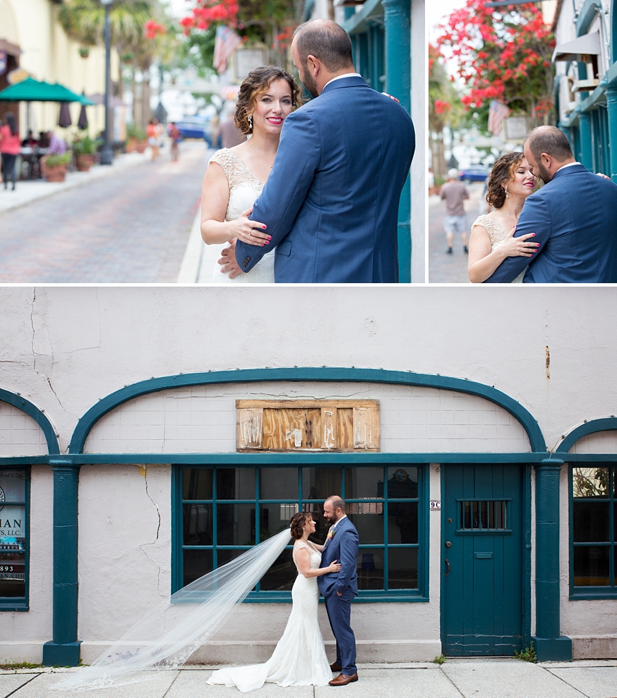 bride and groom in downtown st. augustine