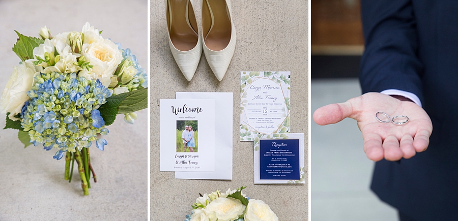 Detail shots from a small wedding, the flowers, invitations and rings.