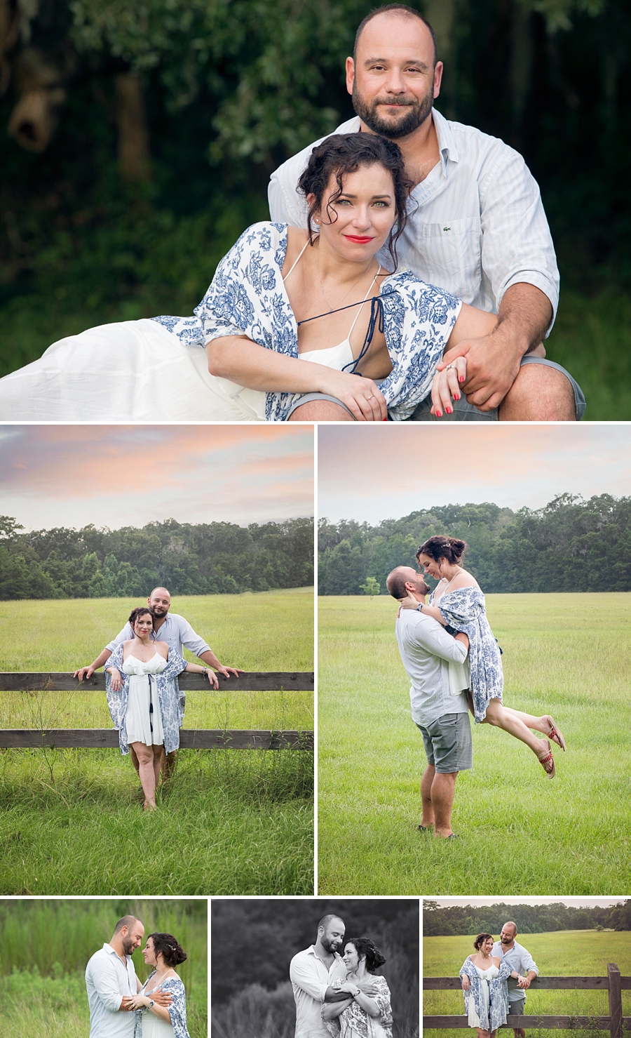 engagement photos with couple in woods