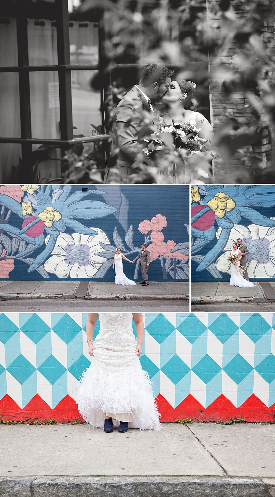 Gainesville murals with wedding couple