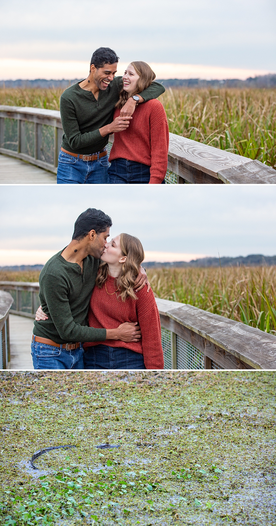 Engaged couple at sweetwater wetland preserve