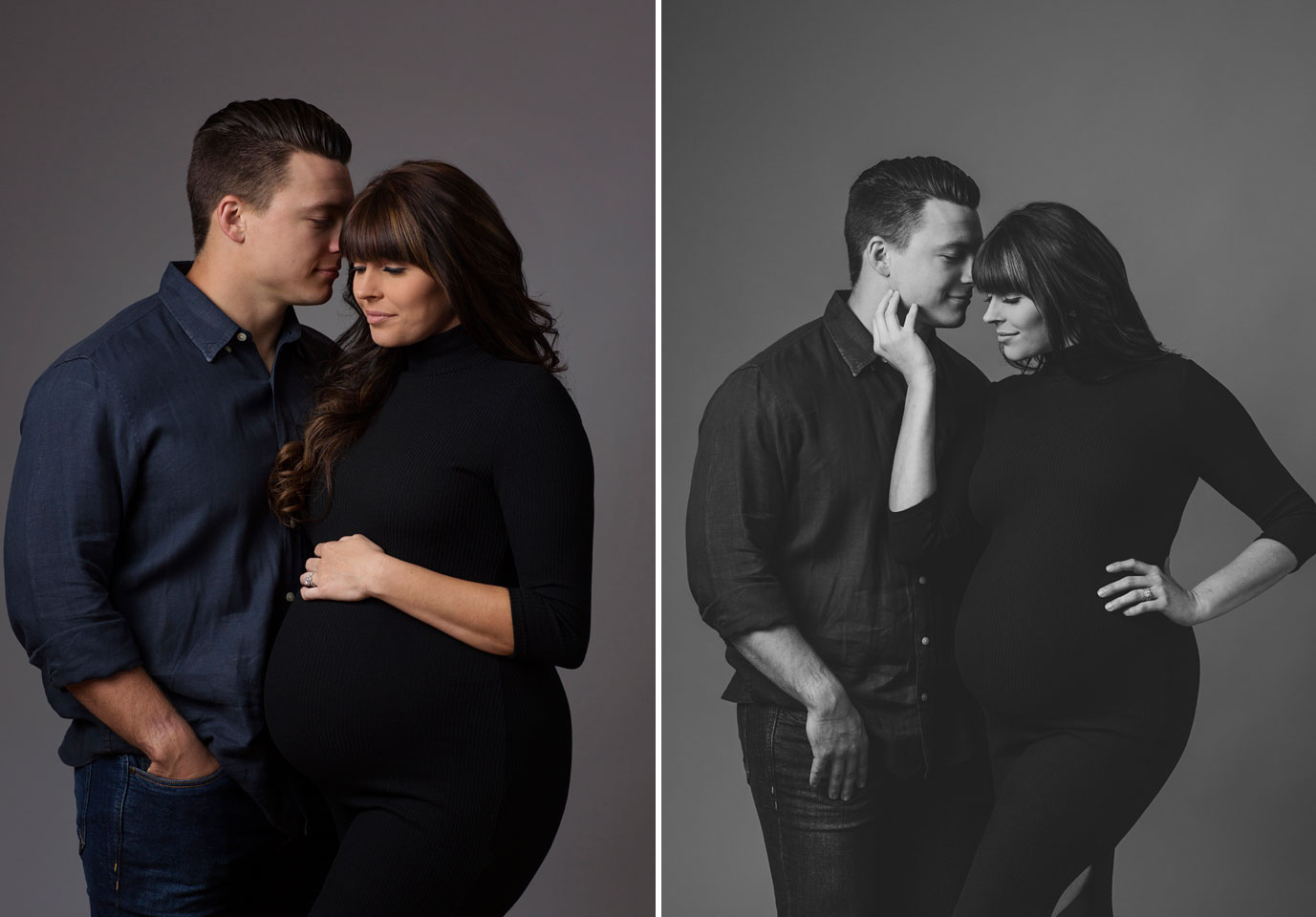 maternity session in studio with husband