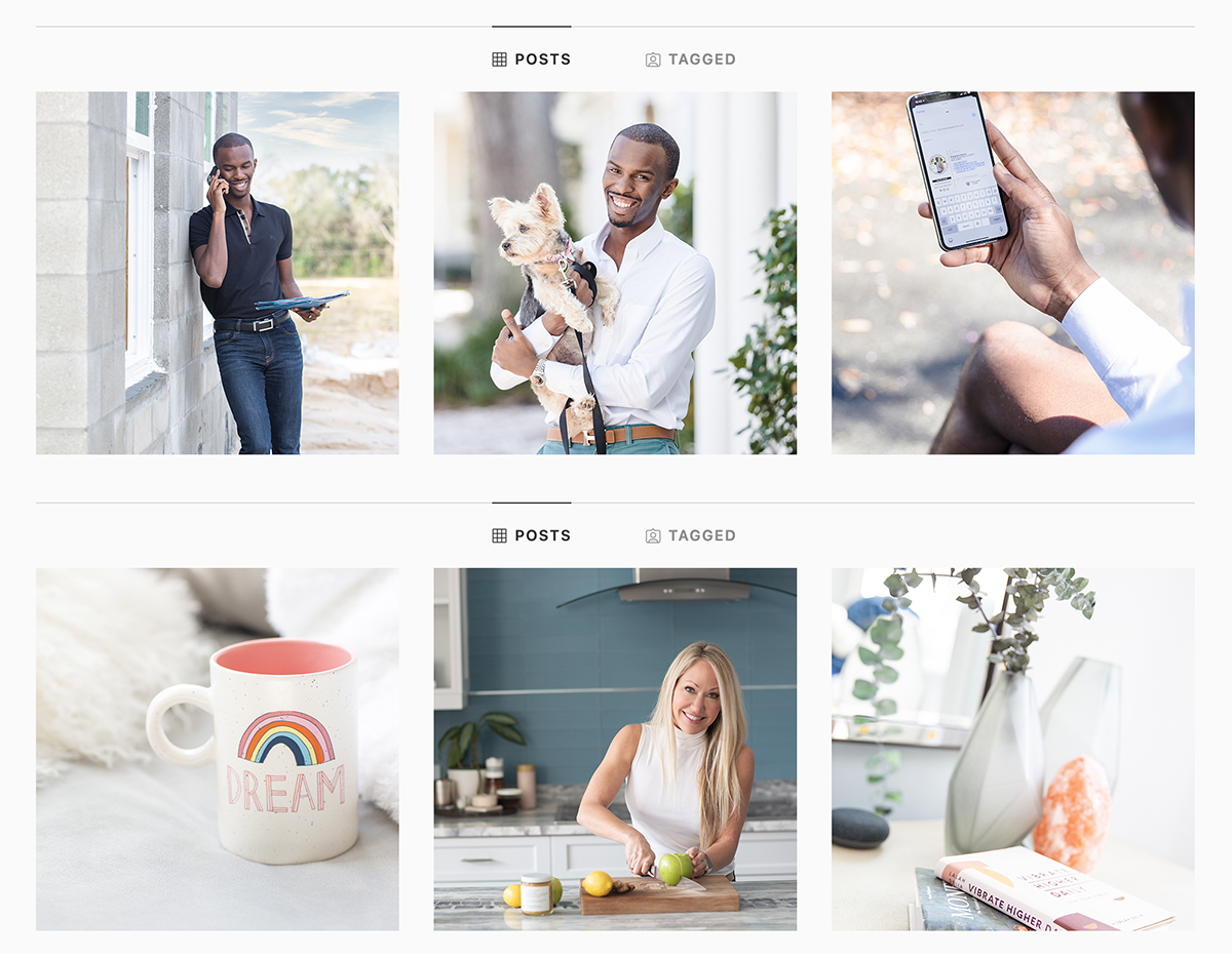 branding images of realtor and food blogger on their instagram pages